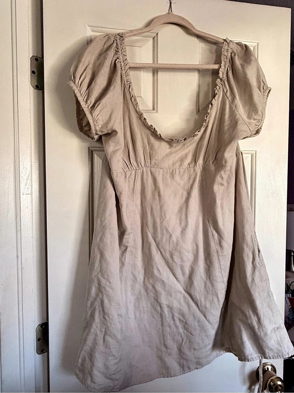 Free People Nina Babydoll Cotton-Linen Mini Dress size XL
